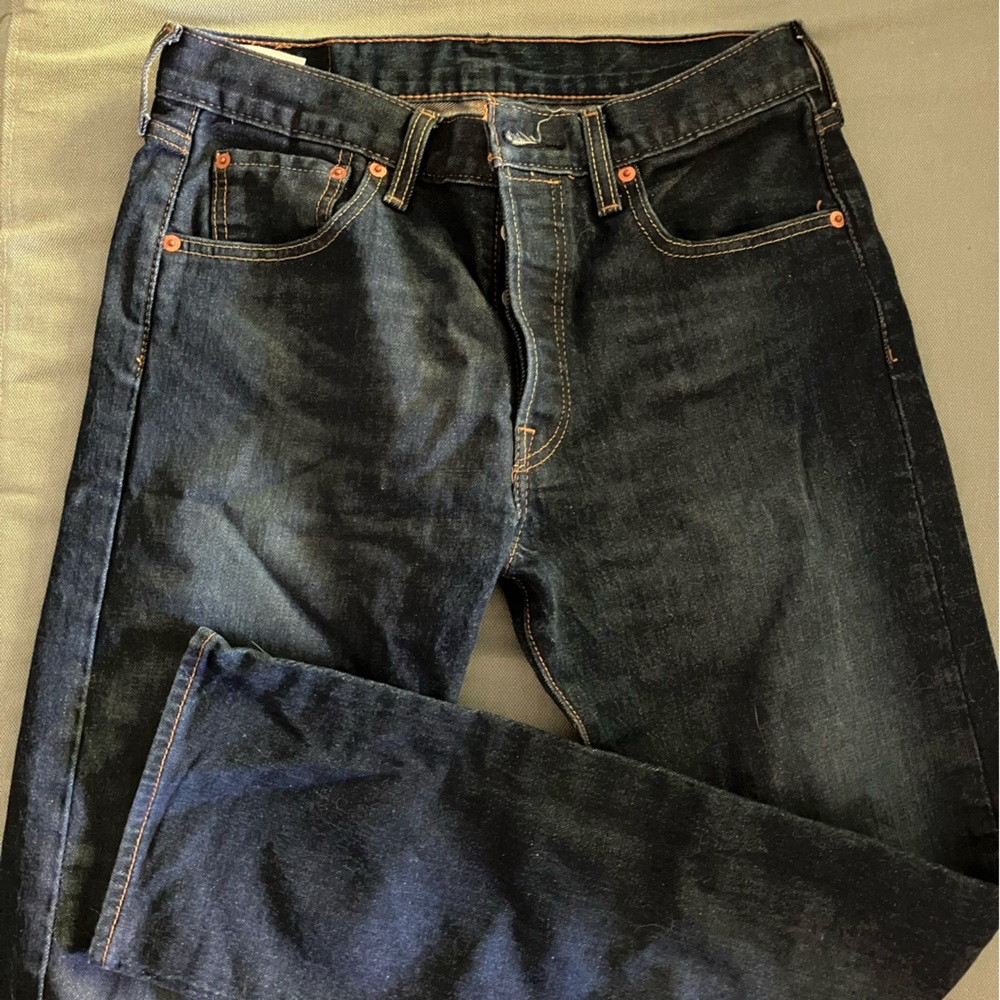 Levi's Dark Blue Straight Cut Jeans for Men